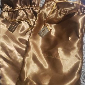 Ferragamo gold fabric shoe bags